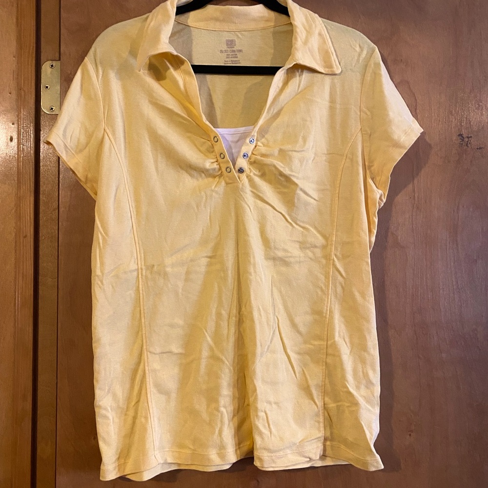 Butter yellow, 2X sized, collared shirt from Faded Glory.